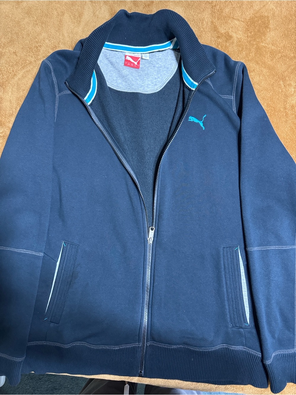 Puma Navy Full-Zip Jacket with Teal Logo